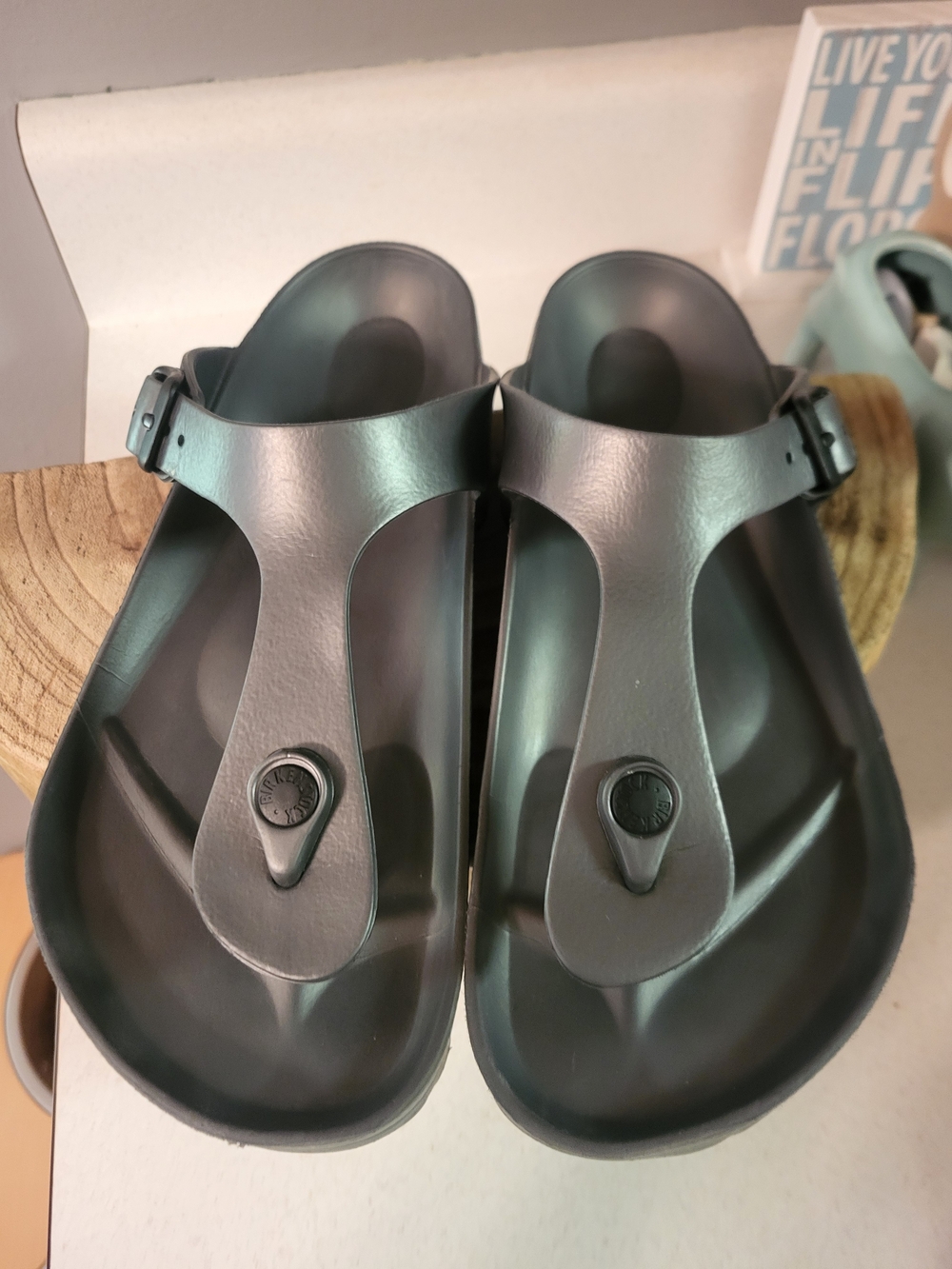 Birkenstock Gizeh EVA Sandals Metallic Anthracite Size EU 40 US 9 - Picture 2 of 7